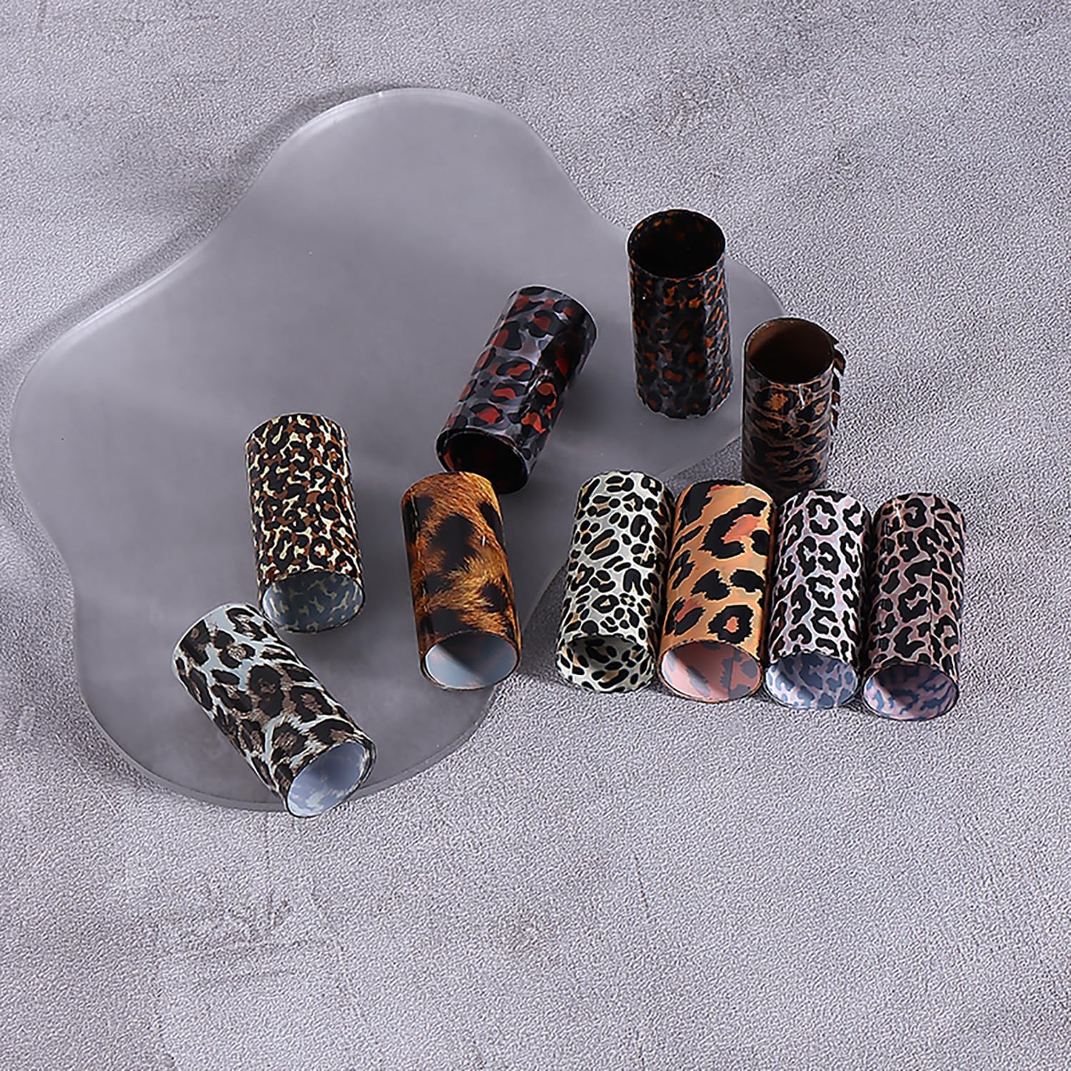 10 Rolls Leopard Print Nail Foil Transfer Stickers Autumn Winter Nails Decoration Self Adhesive Leopard Nail Foils Transfer Nail Art Animal Print Nails Supplies for Women DIY Manicure Accessories-Velvo Beauty