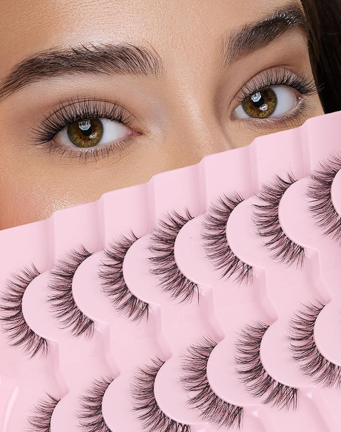 Lashes Wispy False Eyelashes Natural Mink Lashes Small Strip Lashes Wispies Eyelashes Short Eyelashes Natural Look Eye Lashes Pack 7 Pairs-Velvo Beauty