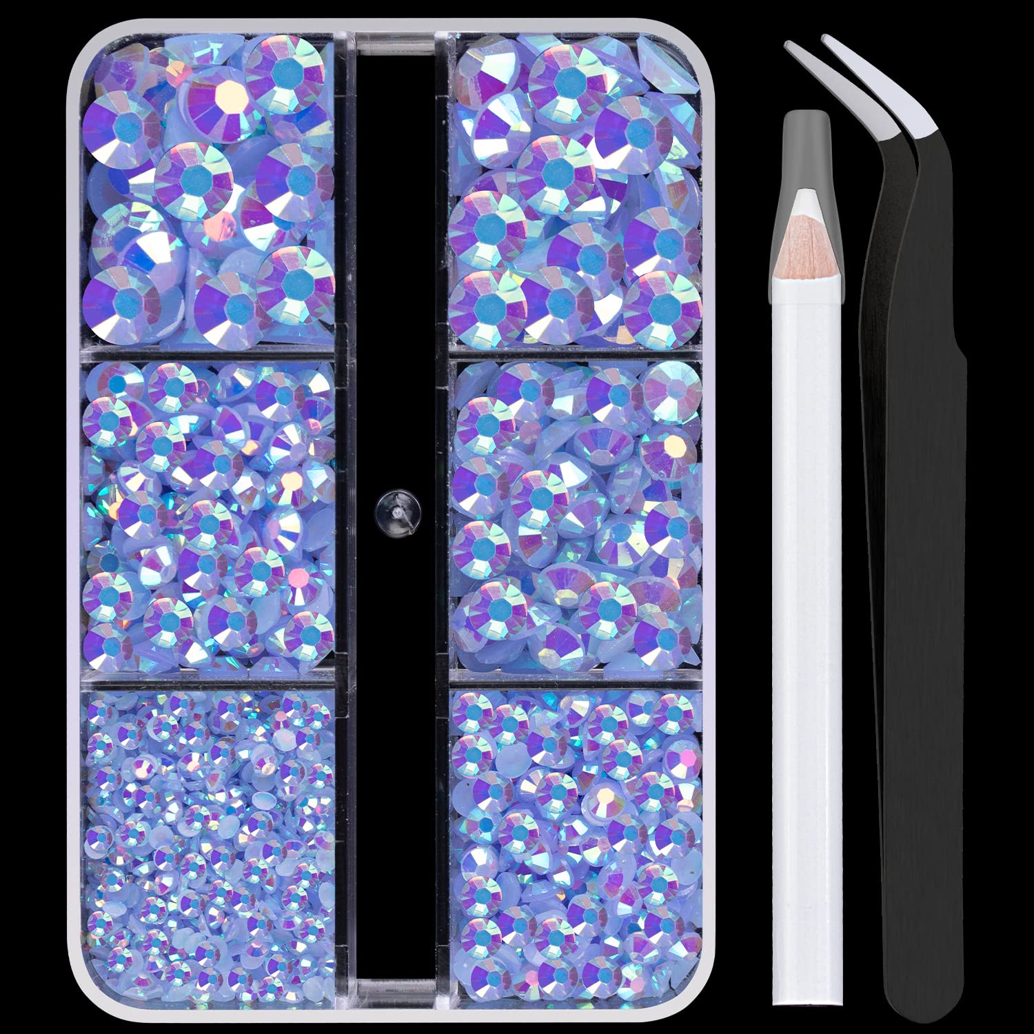 Resin Rhinestones Crafting, 2/3/4/5/6mm Flatback Jelly Rhinestones, 1 Box Sky Blue AB Non Hotfix Crystal Gems for Bedazzling Crafts Mugs Tumblers Clothes Makeup Nail-Velvo Beauty