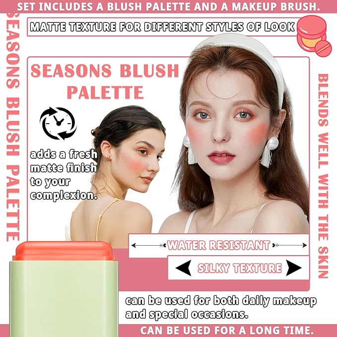 Blush Cream for Cheeks,Face Matte Contour Blush Makeup,Buildable Shimmer Facial Cheek Blusher Shades,Blendable Cosmetic Makeup Blush 02-Velvo Beauty