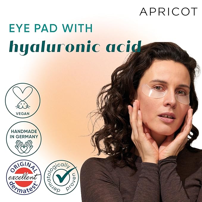 APRICOT Eye Patches with Hyaluronic Acid (pack of 1) I Anti-Aging Eye Pads "Me,Myself and Eye" I Reduces eye wrinkles I Reusable eye patches I Silicone pads against wrinkles I Made in Germany-Velvo Beauty