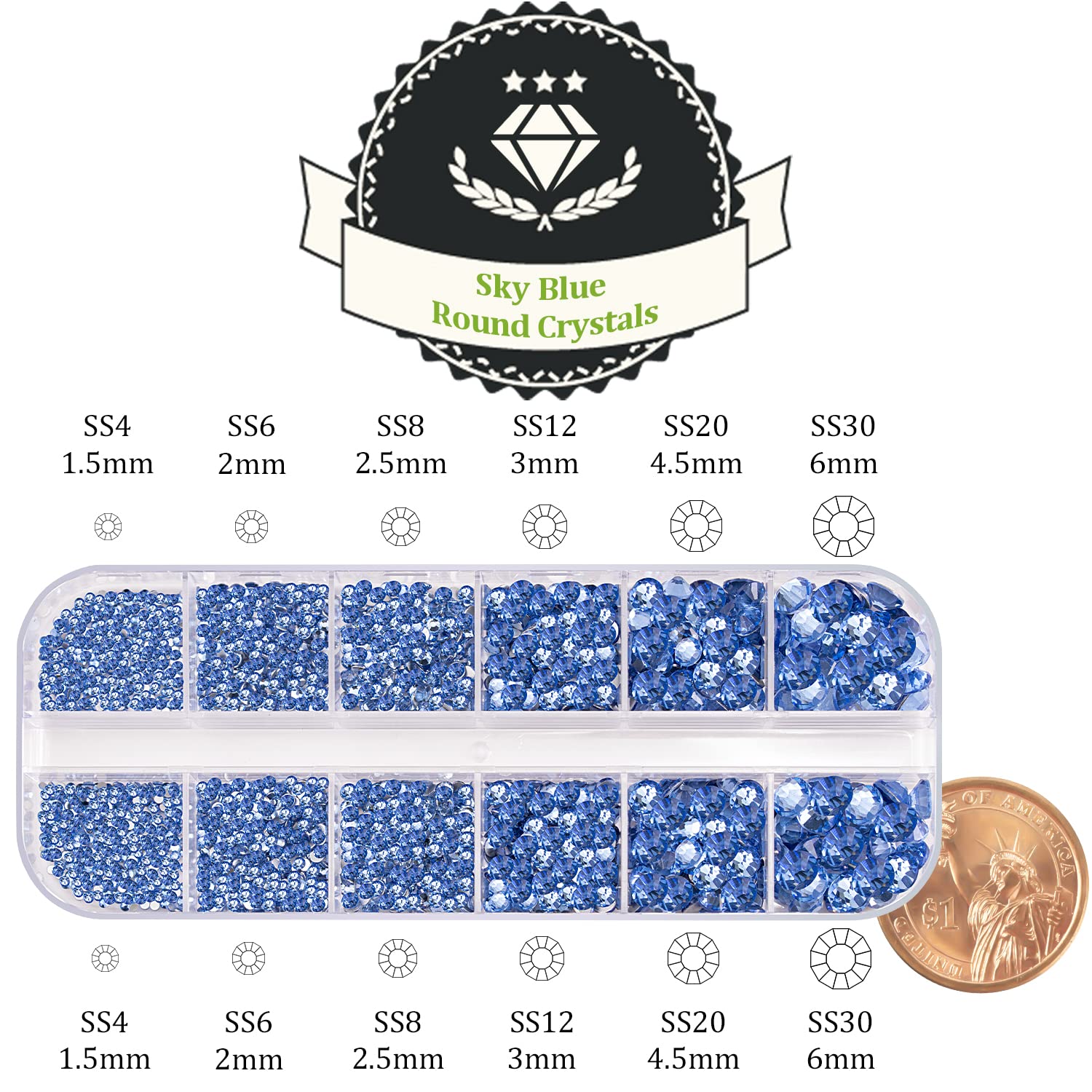 Two Packs of Flatback Rhinestones 4520 Pcs Colorful Nail Art Rhinestones Flatback Crystal Colorful+Sky Blue Rhinestone with Picker Pencil and Tweezer for Nail Art and Decoration-Velvo Beauty