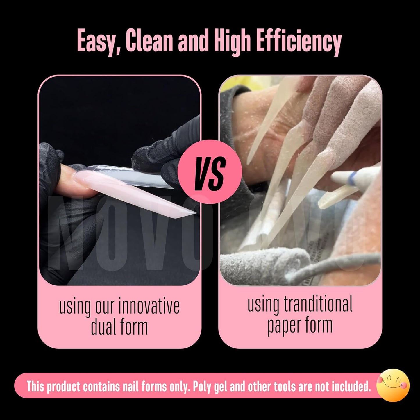 XXL XXXL Russian Almond/Coffin Nail Dual Forms for PolyGel Extension, NOT NAIL TIPS, Suitable for Harder/Builder/Poly Gel, Reusable Soft Gel Full Cover Molds 70 Pcs x 14 sizes-Velvo Beauty