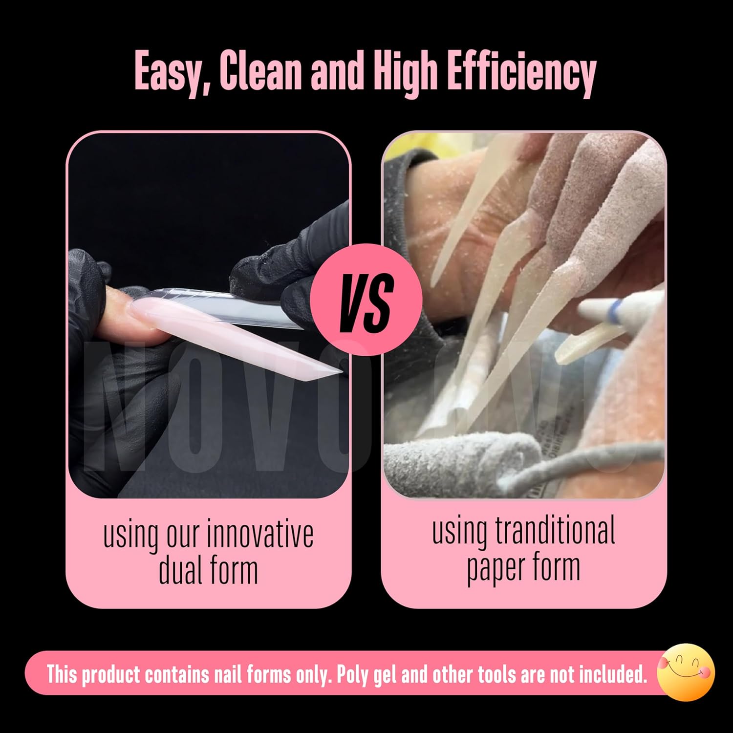 XXL XXXL Russian Almond/Coffin Nail Dual Forms for PolyGel Extension, NOT NAIL TIPS, Suitable for Harder/Builder/Poly Gel, Reusable Soft Gel Full Cover Molds 70 Pcs x 14 sizes-Velvo Beauty