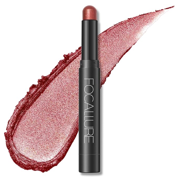 FOCALLURE Shimmer and Matte Cream Eyeshadow Stick,Smooth Brilliant Eye Brightener Pencil for Women,Long Lasting Waterproof Eye Shadow and Liners Makeup,FLAME-Velvo Beauty