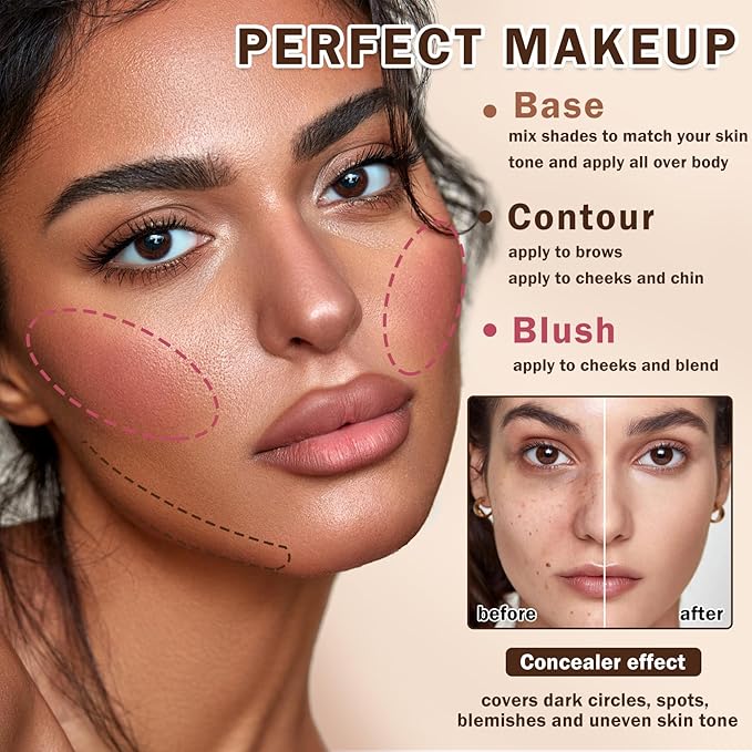 12 Colors Cream Blush Palette Cream Concealer Foundation Palette,Natural Matte Face Makeup Palette with Brush-Velvo Beauty