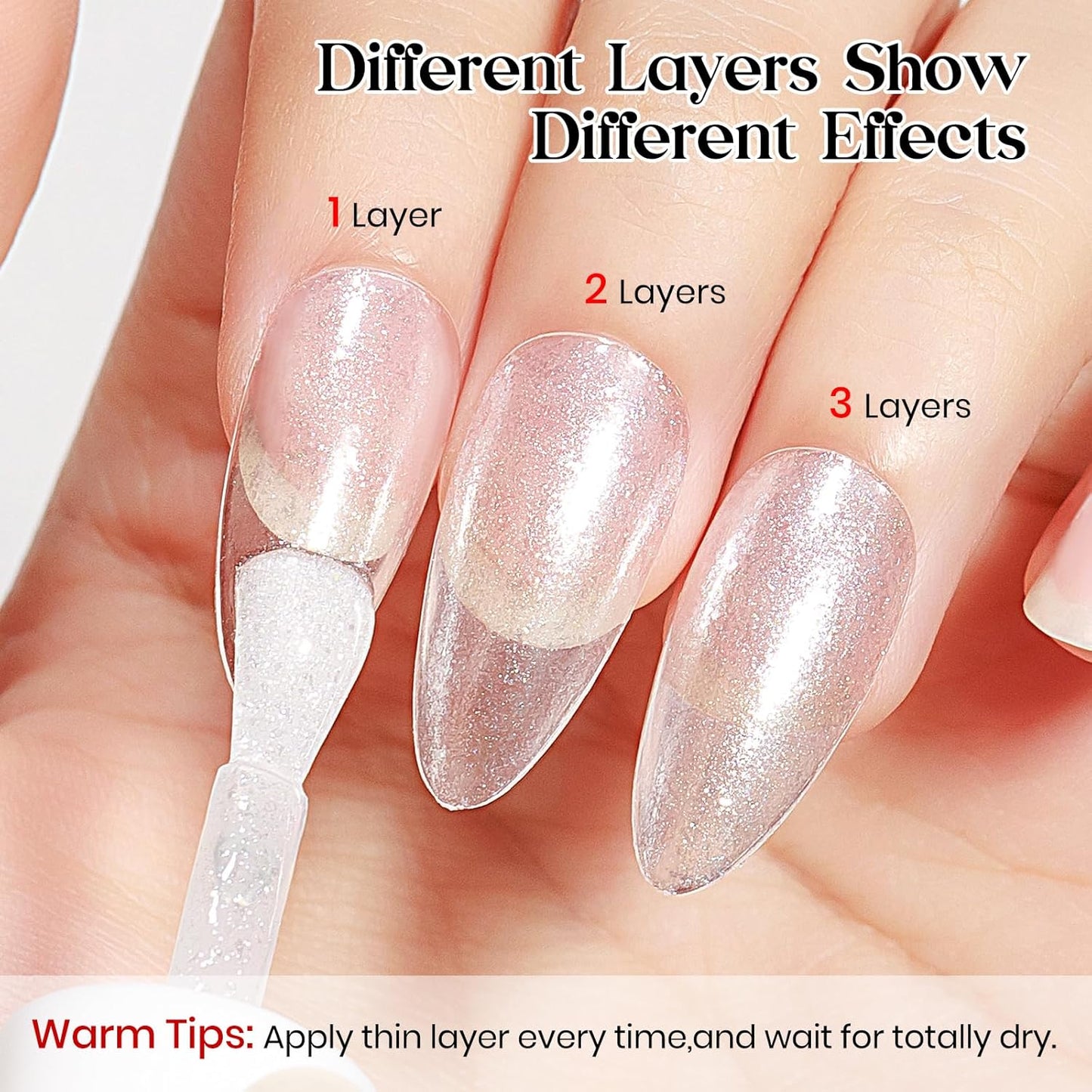 MIZHSE Translucent Shimmering Nail Polish, Quick Dry Clear Glitter White Nail Polish Air Dry Fast, 15ml High Glossy Sparkly Shiny Nail Art Salon Manicure Home-Velvo Beauty