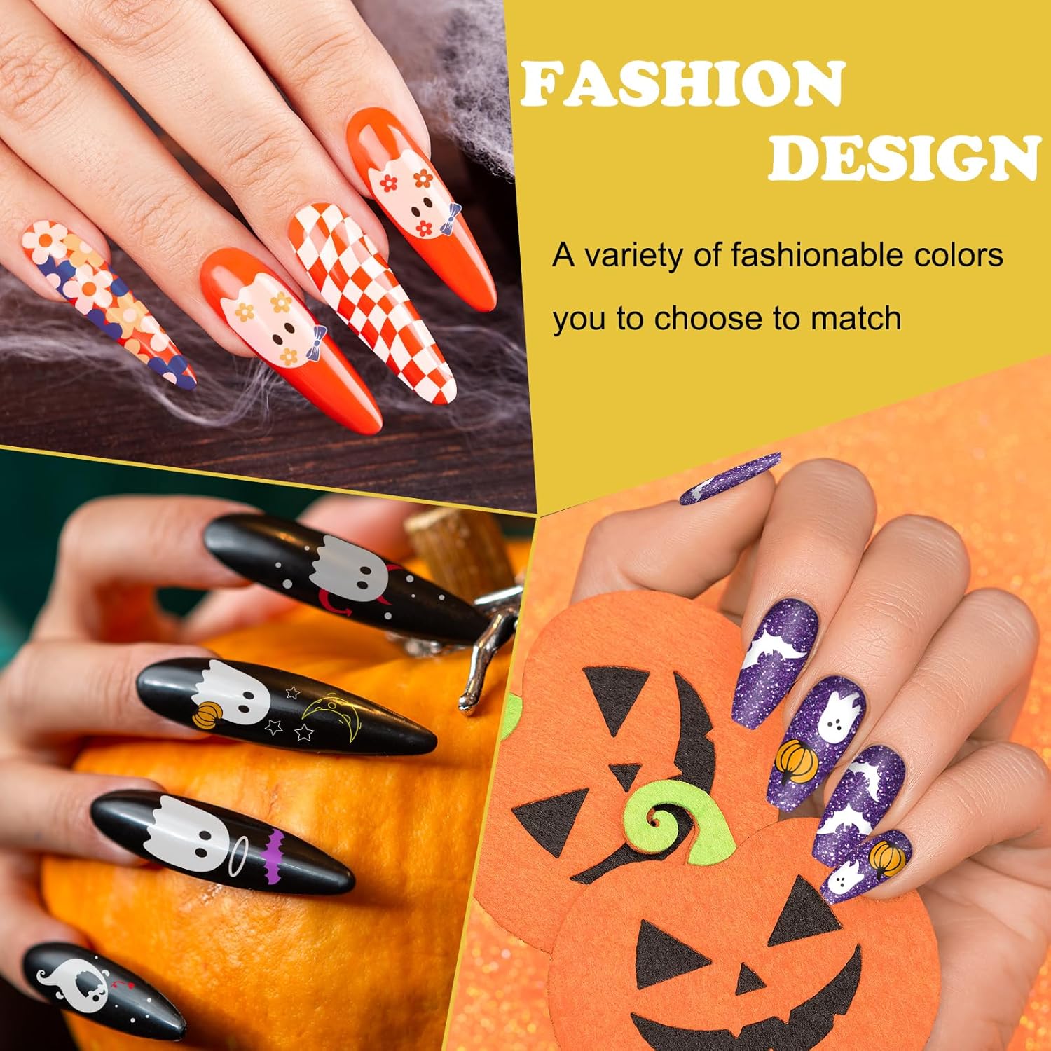 Whaline 6Pcs Halloween Nail Plates Stamping Set Pumpkin Ghost Skull Stamp Templates Nail Art Plates for DIY Print Manicure Salon Design Gift-Velvo Beauty