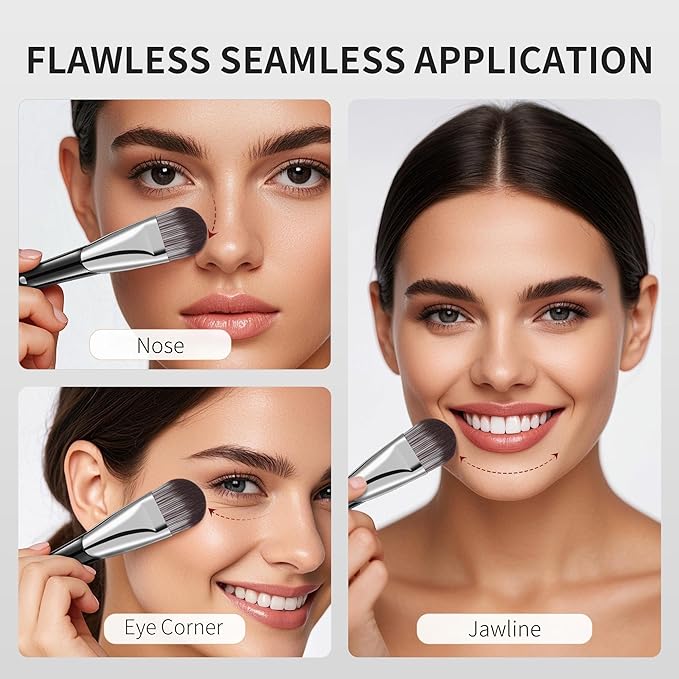 DUcare Flat Foundation Brush for Liquid Makeup, Premium Synthetic Hair Concealer/Kabuki Makeup Brush, Dense Bristles Design, Multi-Purpose Face Brushes for Liquid/Cream/Facial Mask-Velvo Beauty