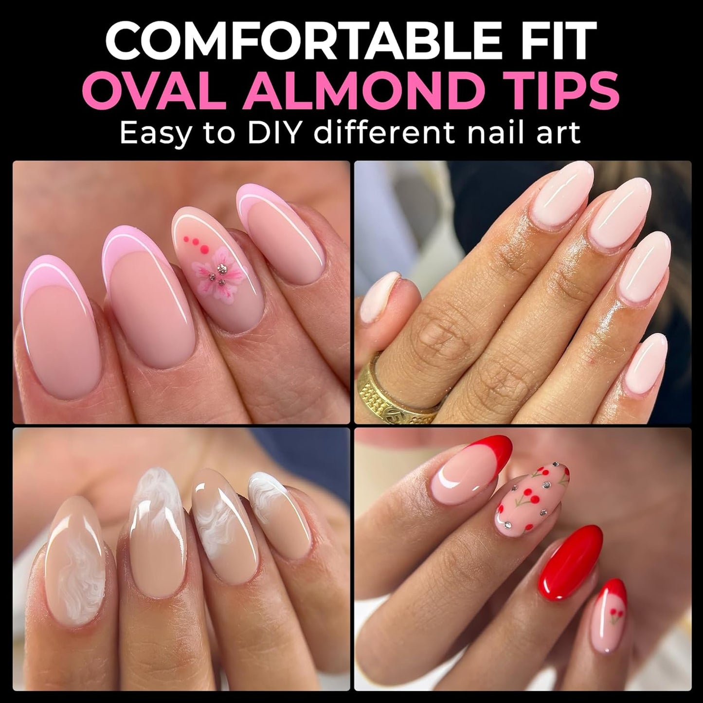 UNA GELLA Medium Oval Fake Nails Pre-Shape 216pcs Round Gel Nail Tips Press on Nails for Full Cover Acrylic Round Oval Full Nails False Nails 12 Sizes False Soft Gel Tips-Velvo Beauty