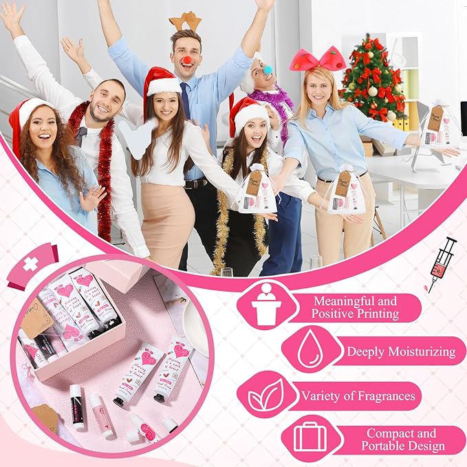 Nurse Appreciation Gifts Set Thank You Gifts Lip Balm Hand Cream for Dry Cracked Hands with Organza Bags Thank You Tags Jute for Party Holiday Nurse' Day(24 Sets)-Velvo Beauty