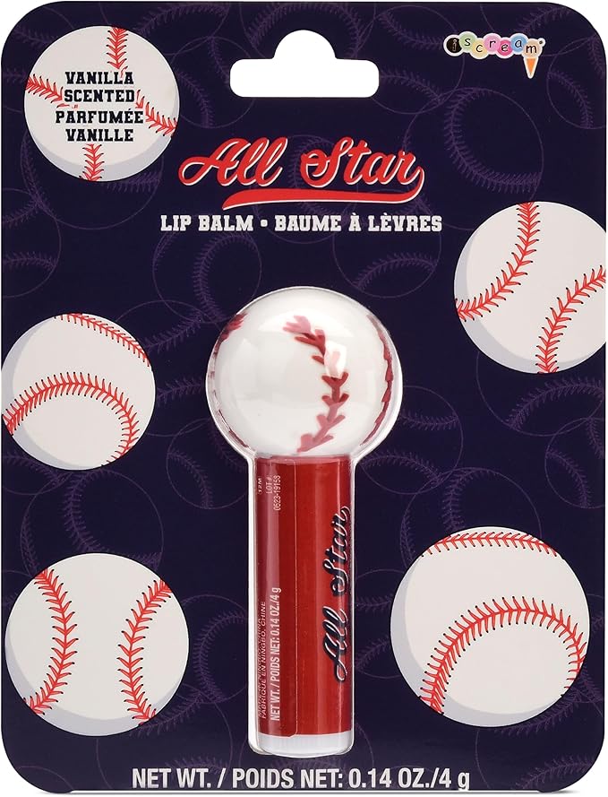 iscream Sport-Tastic Baseball Softball Shaped Vanilla Scented Lip Balm-Velvo Beauty