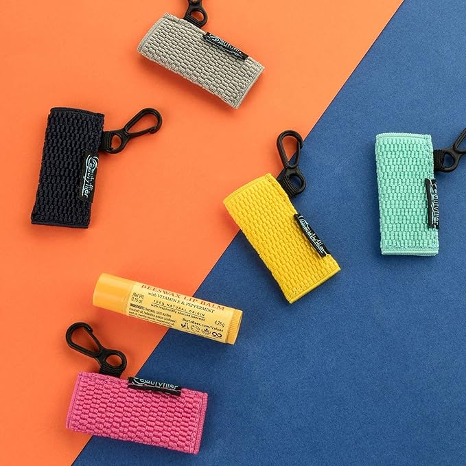 Beautyflier Cute Elastic Lip Balm Holder Keychain, Lipstick Sleeve Chapstick Sleeve Holder for Burts Bees Chapstick-Velvo Beauty