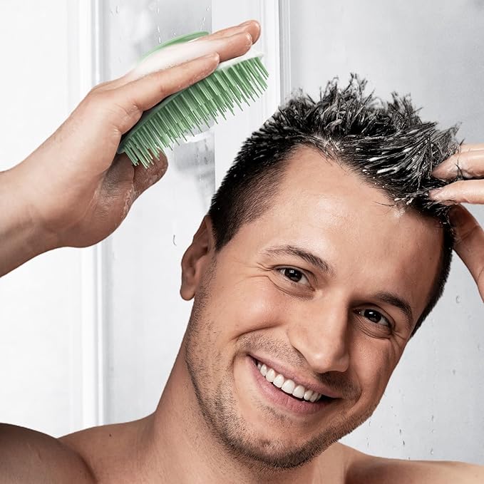 Scalp Massager Shampoo Brush,Scalp Scrubber for Dandruff Removal, Scalp Care Hair Brush Wet & Dry detangler for Men and Women.Suitable for Short Medium Hair(Green)-Velvo Beauty