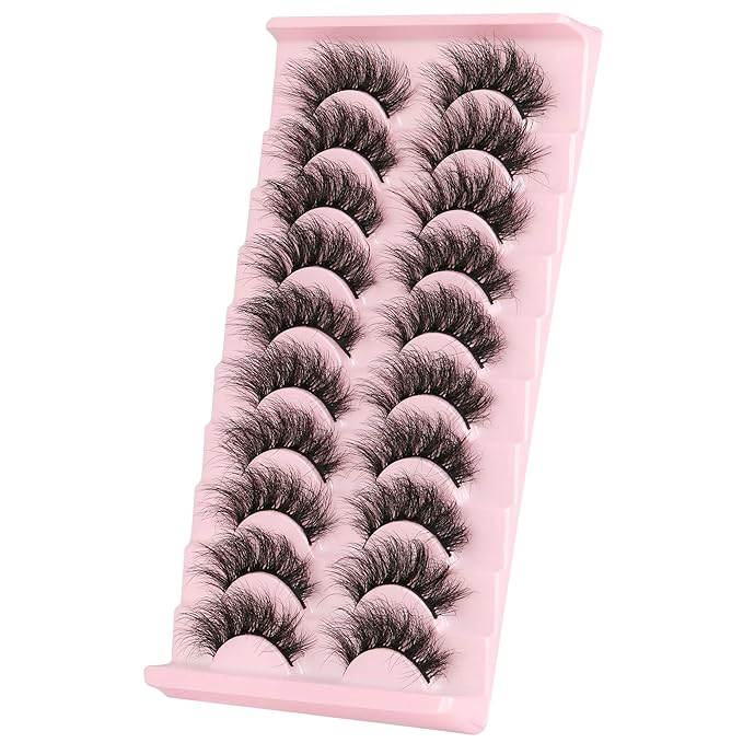 FANXITON Mink Lashes False Eyelashes Dramatic Full Mink Lashes Wispy 19 MM Natural Look 3D Fake Eyelashes 10 Pairs Pack-Velvo Beauty