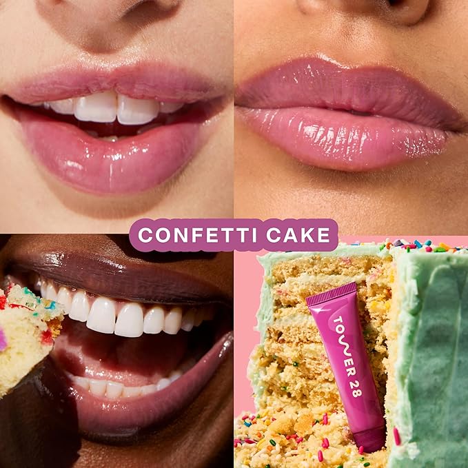 Tower 28 LipSoftie Hydrating Tinted Lip Treatment Balm, Moisturizing Lip Mask for Chapped Lips - Confetti Cake, Sheer Lavender Pink-Velvo Beauty