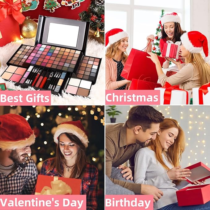 All In One Professional Makeup Kit Include Eyeshadow Palette Blushes Compact Bronzing Highlighter Powder Glitter Lipliner Eyeliner Pencil Brushes with Mirror Make Up Set Christmas Gifts For Women Girl-Velvo Beauty