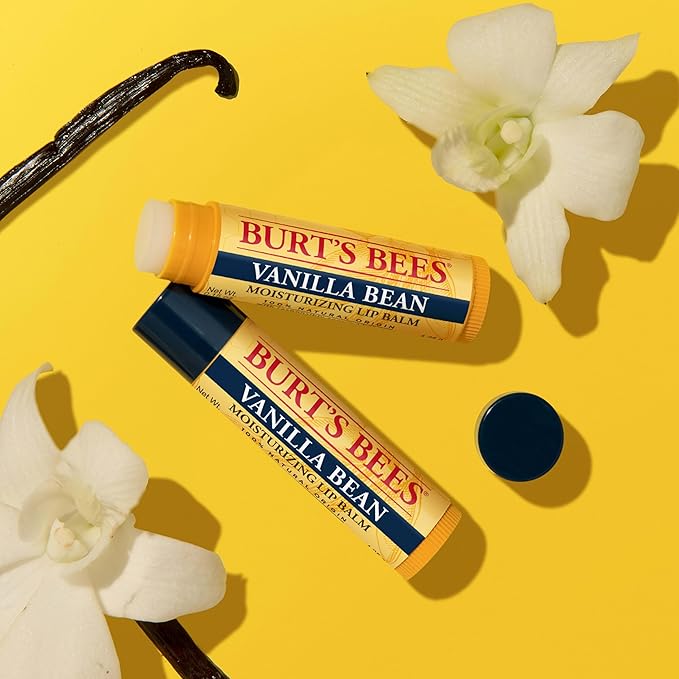 Burt's Bees Lip Balm - Vanilla Bean, Lip Moisturizer With Responsibly Sourced Beeswax, Tint-Free, Natural Origin Conditioning Lip Treatment, 2 Tubes, 0.15 oz.-Velvo Beauty