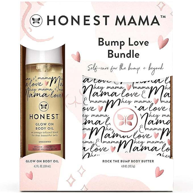 The Honest Company Honest Mama Body + Belly Bump Love Bundle | Moisturizing, Plant-Based Oil + Stretch Mark Butter Cream-Velvo Beauty