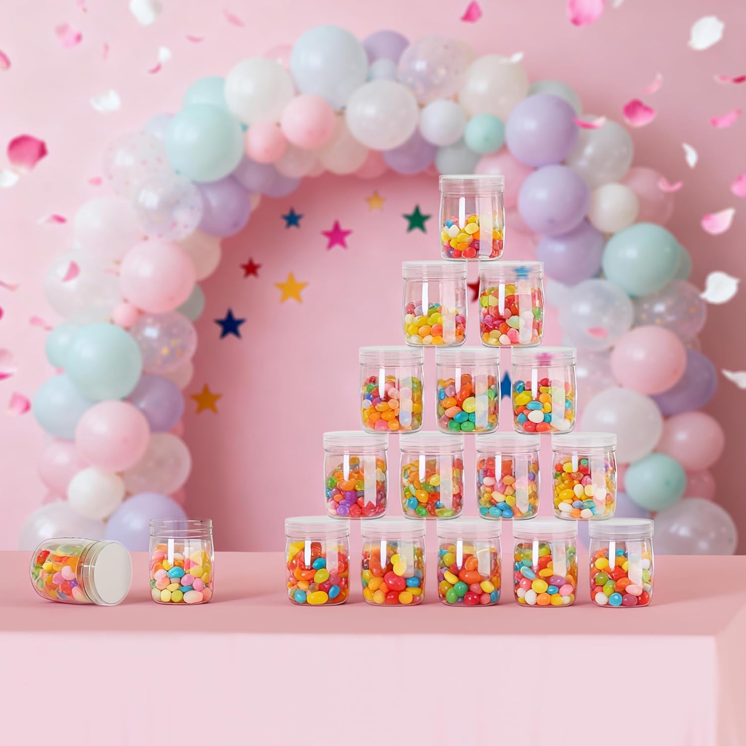 Mini Pudding Jars 82Pack, 5oz/150ml Plastic Favor Jar with Lids, Candy jars,Yogurt Containers with Pressure Sensitive Seal, Mason Jar,Jam,Bath Salt Jars Wedding Favors Honey Pot-Velvo Beauty