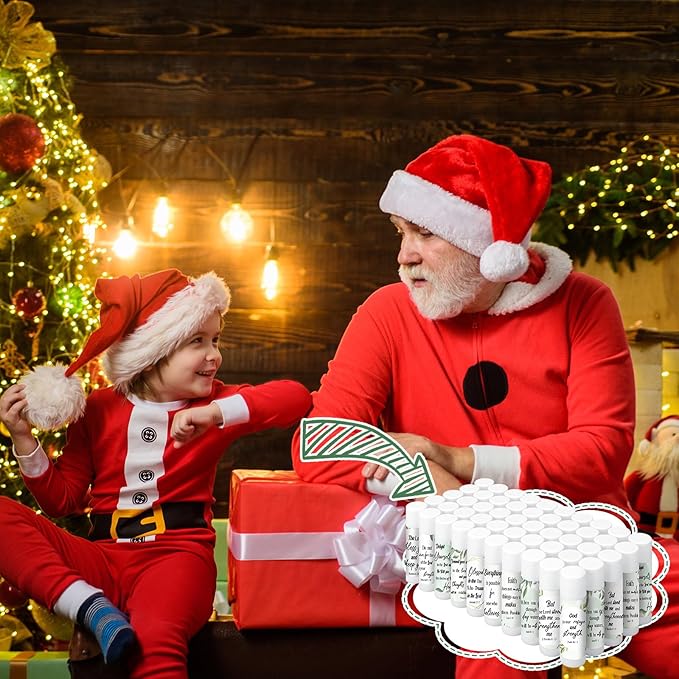 50 Pcs Bible Verse Lip Balm Bulk Christian Gift for Women Faith Religious Moisturizing Lip Care Product Stocking Stuffers with Inspirational Scripture Happy Moment Praise God for Friend-Velvo Beauty