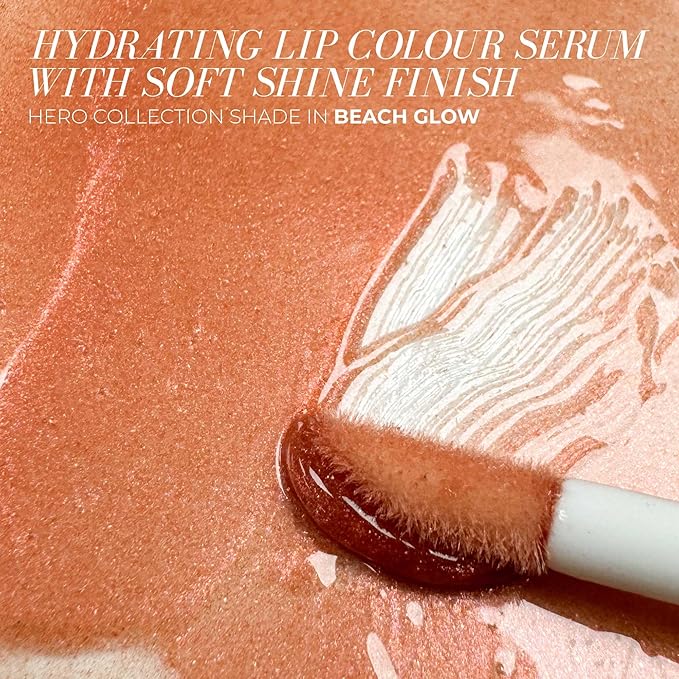 FITGLOW Beauty Lip Colour Serum | Hydrating Lip Gloss | Plumping Anti-Aging Lip Treatment | Natural Shine with Pomegranate Sterols & Collagen | Buildable Color for Dry Chapped Lips | Beach Glow - 10g-Velvo Beauty