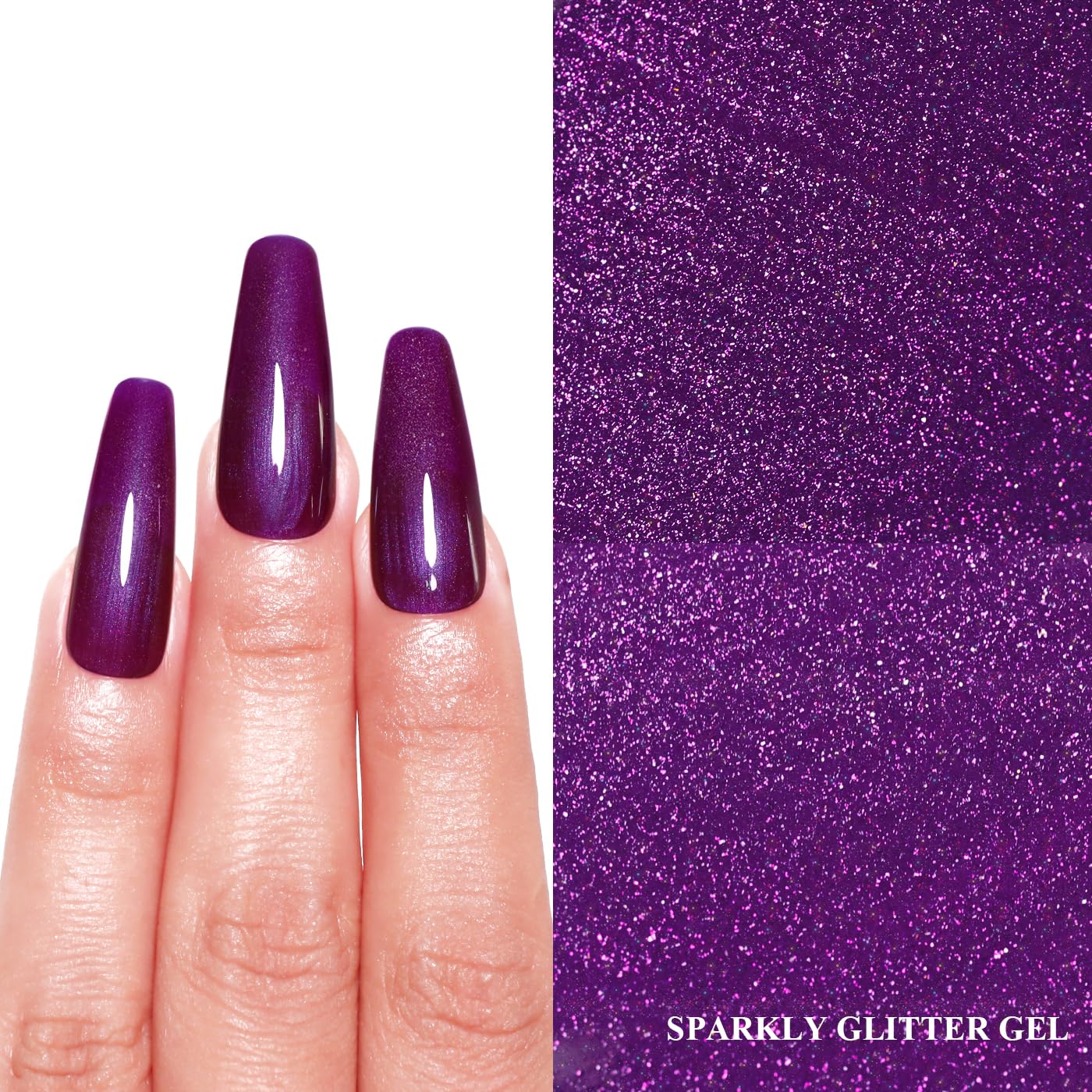 Imtiti Glitter Gel Nail Polish, Dark Purple Pearl Glitter Nail Gel Polish Diamond Shimmer Sparkle Soak Off UV LED Spring Summer Manicure 10ML-Velvo Beauty