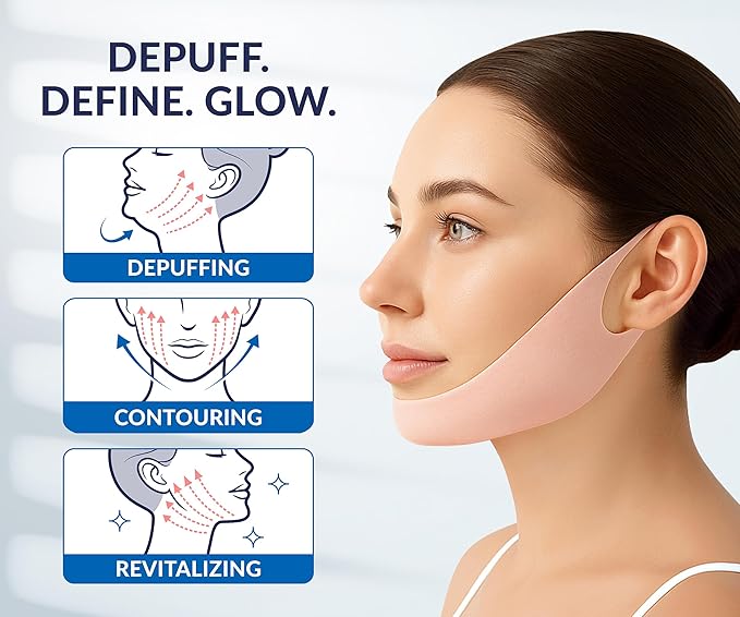 Stylia V Line Lifting Collagen Face Mask - Double Chin Strap for Women - Jawline Shaper Face Lift Tape - Neck Lift Collagen Mask - Chin Strap for Sleeping - Hyaluronic Acid, Aloe Vera, Cica 2PC-Velvo Beauty
