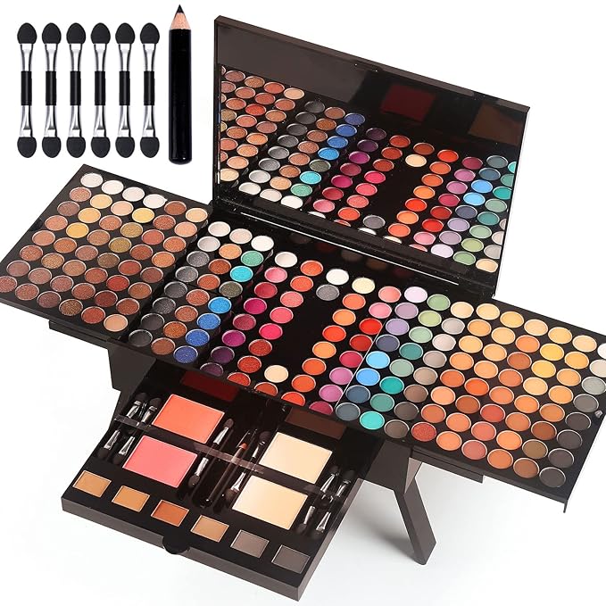 Women Makeup Sets Full Kits - 190 Colors Cosmetic Make Up Gifts Combination with Eyeshadow Facial Blusher Eyebrow Powder Face Concealer Powder Eyeliner Pencil with Full Size Mirror Makeup Palette Kit-Velvo Beauty