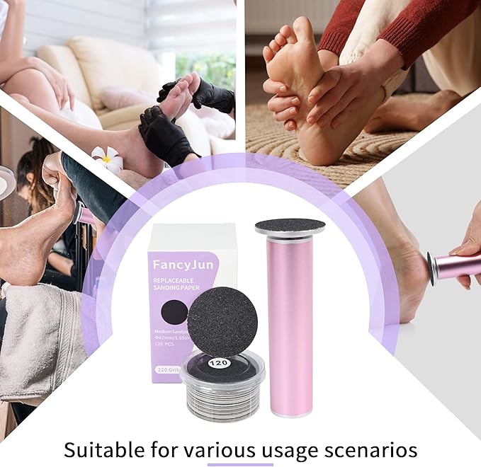 120PCS Medium 120 Grit Replaceable Sandpaper Discs for Electric Foot Callus Removers - 42mm/1.65in Smoothing Foot File Refills - Daily Foot Maintenance & Softening-Velvo Beauty
