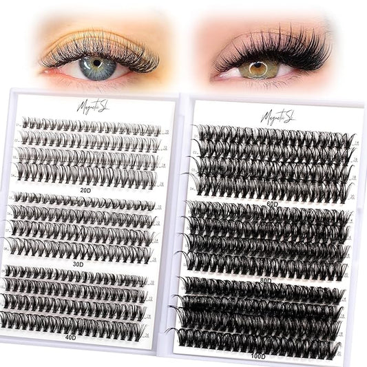 Lash Clusters 480 Clusters D Curl 10-20mm False Eyelash 60D 80D 100D Thick Eyelash Extension 20D 30D 40D Individual Eyelashes Multi-Style DIY Lash Extensions for Beginners(20D-100D-D, 10-20MIX)-Velvo Beauty