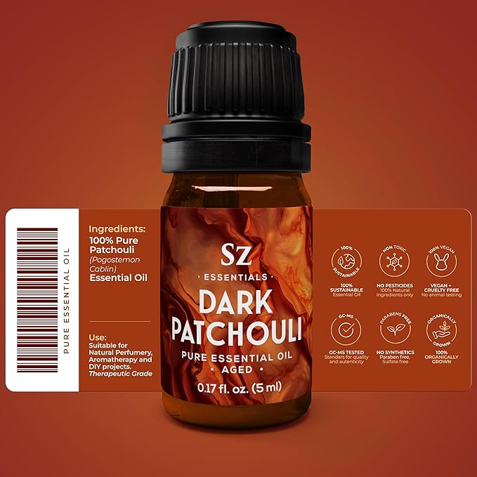 – 5-Year Aged Dark-Patchouli – Premium Essential Oil – Deep, Earthy Aroma | 100% Pure for Aromatherapy, Wellness & Natural Perfumery – DIY | Therapeutic Grade & Vegan – 0.17 fl oz.-Velvo Beauty