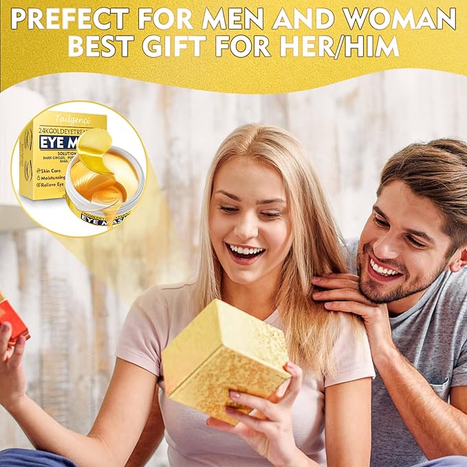 Under Eye Mask, 24 Gold Hydrating Eye Patches, Amino Acid & Collagen Eye Masks For Dark Circles And Puffiness, Women And Man Eye Bags Treatment For Face Care, Under Eye Wrinkle Patches For Skin Care-Velvo Beauty