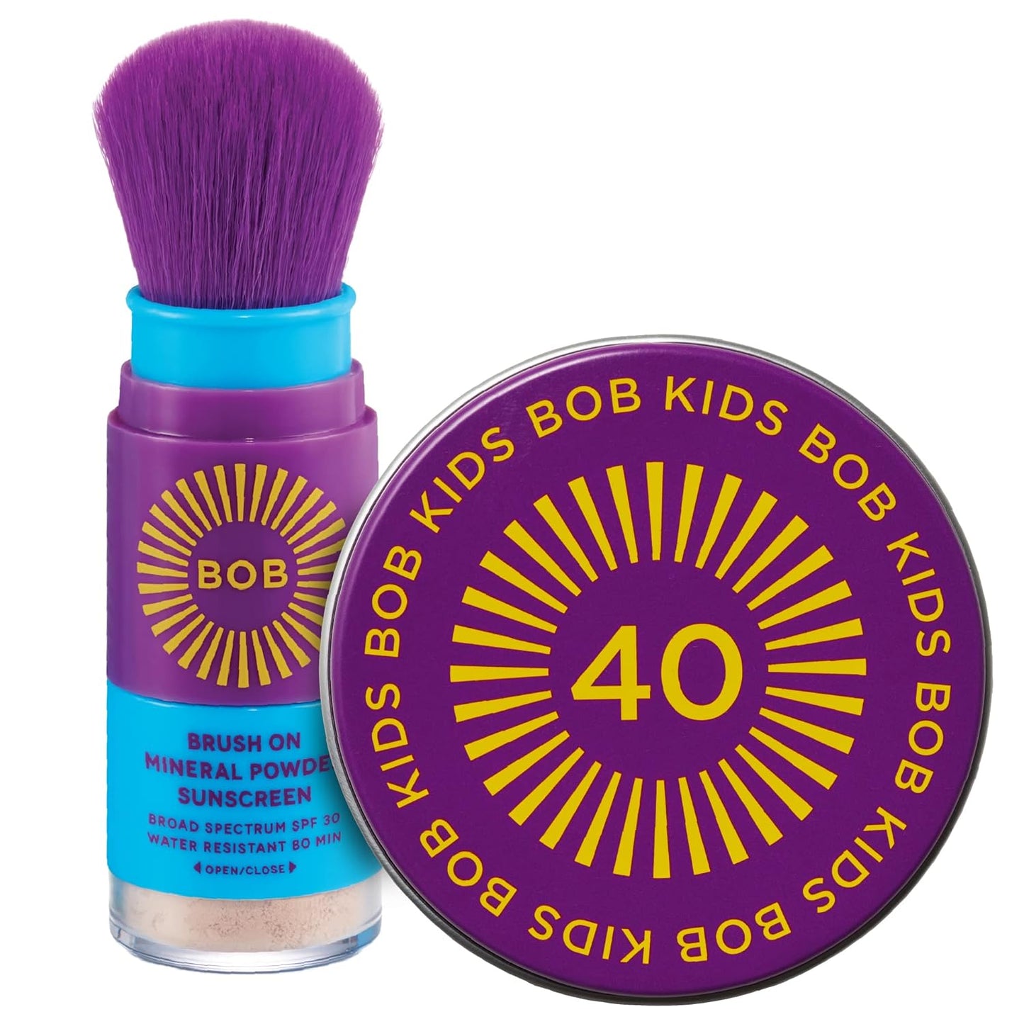 BOB KIDS Duo Pack SPF Sun Protection, SPF 30 Mineral Powder Sunscreen & SPF 40 Kids Sun Protection Balm, Broad Spectrum, Fragrance Free, Water Resistant-Velvo Beauty