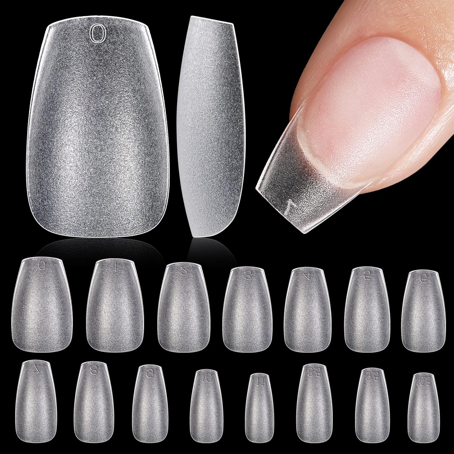 TOMICCA Short Coffin Nail Tips, 15 Sizes Full Cover Double Sided Matte Gel Nails, 240Pcs Acrylic Soft Pre Shaped Nail Tips Set for Nails Professional-Velvo Beauty