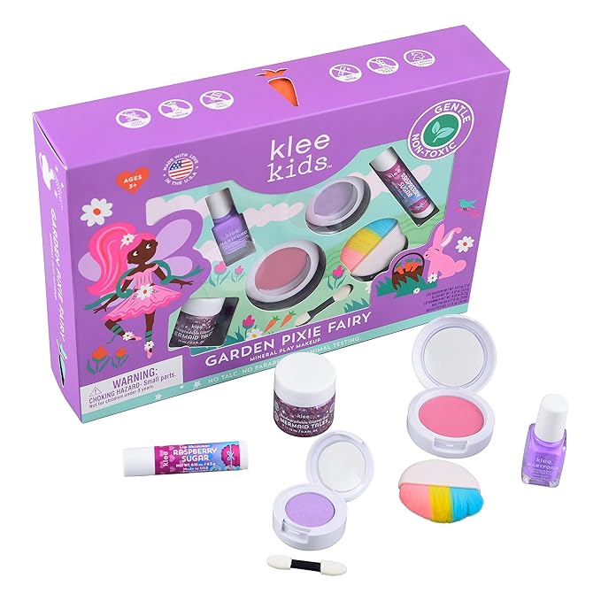 Luna Star Naturals Klee Kids Deluxe Play Makeup Kit. Gentle and Non-Toxic. Made in USA. (Garden Pixie Fairy)-Velvo Beauty