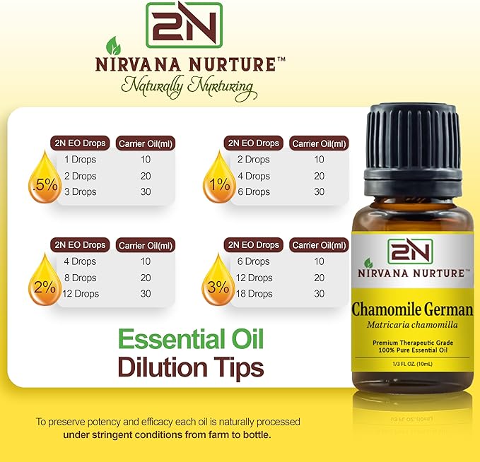 Chamomile German Essential Oil 100% Pure Premium Therapeutic Grade, Undiluted - Aromatherapy Diffuser for Calm and Relaxation, Skin Care, Hair Care-Velvo Beauty