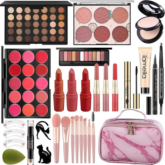 M All In One Makeup Kit, Makeup Kit for Women Full Kit,Multipurpose Women's Cosmetics Set,Beginners and Professionals Alike,Easy to Carry(DLS-Pink)-Velvo Beauty