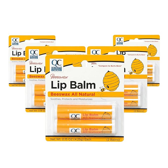 Quality Choice Beeswax Lip Balm All Natural 2 Tubes 0.15oz Each (1)-Velvo Beauty
