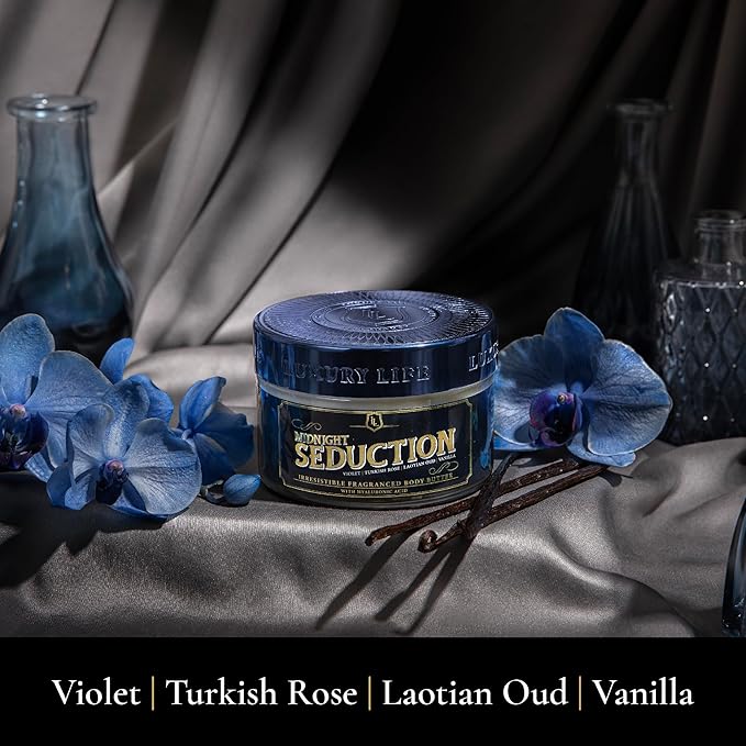 LUXURY LIFE BUTTER - Irresistibly Scented Body Butter with Hyaluronic Acid for Ultimate Moisture. Hydrates for a Non-Greasy Glamorous Glow (Presidential, Fresh Attraction, Midnight Seduction 5 oz)-Velvo Beauty
