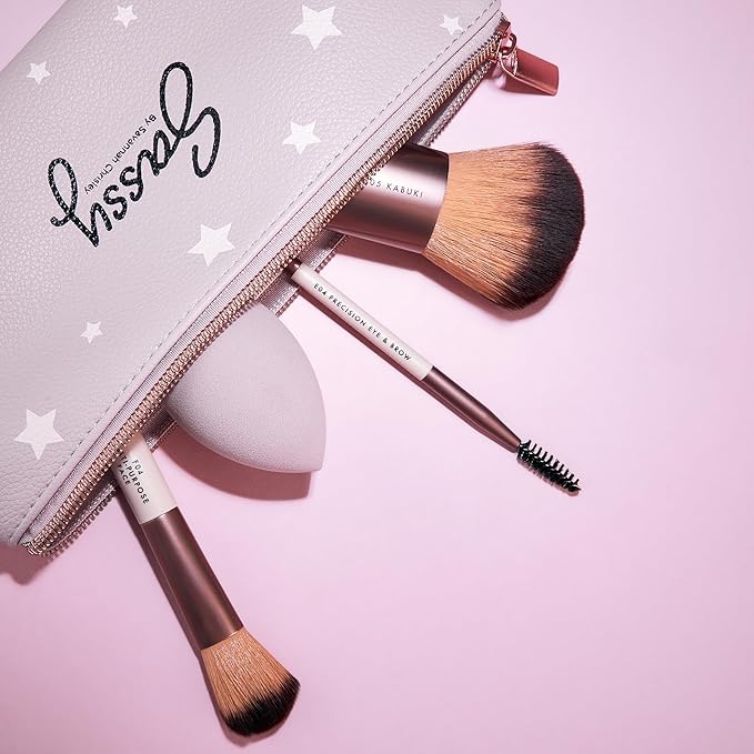 Sassy by Savannah Chrisley Sassy Brush Kit - Beauty Tool Kit for Women - All-in-One Beauty for Eyes and Face - Brush Kit Great for Makeup Application - Kit Includes Reusable Zipper Pouch - 4 Pc-Velvo Beauty