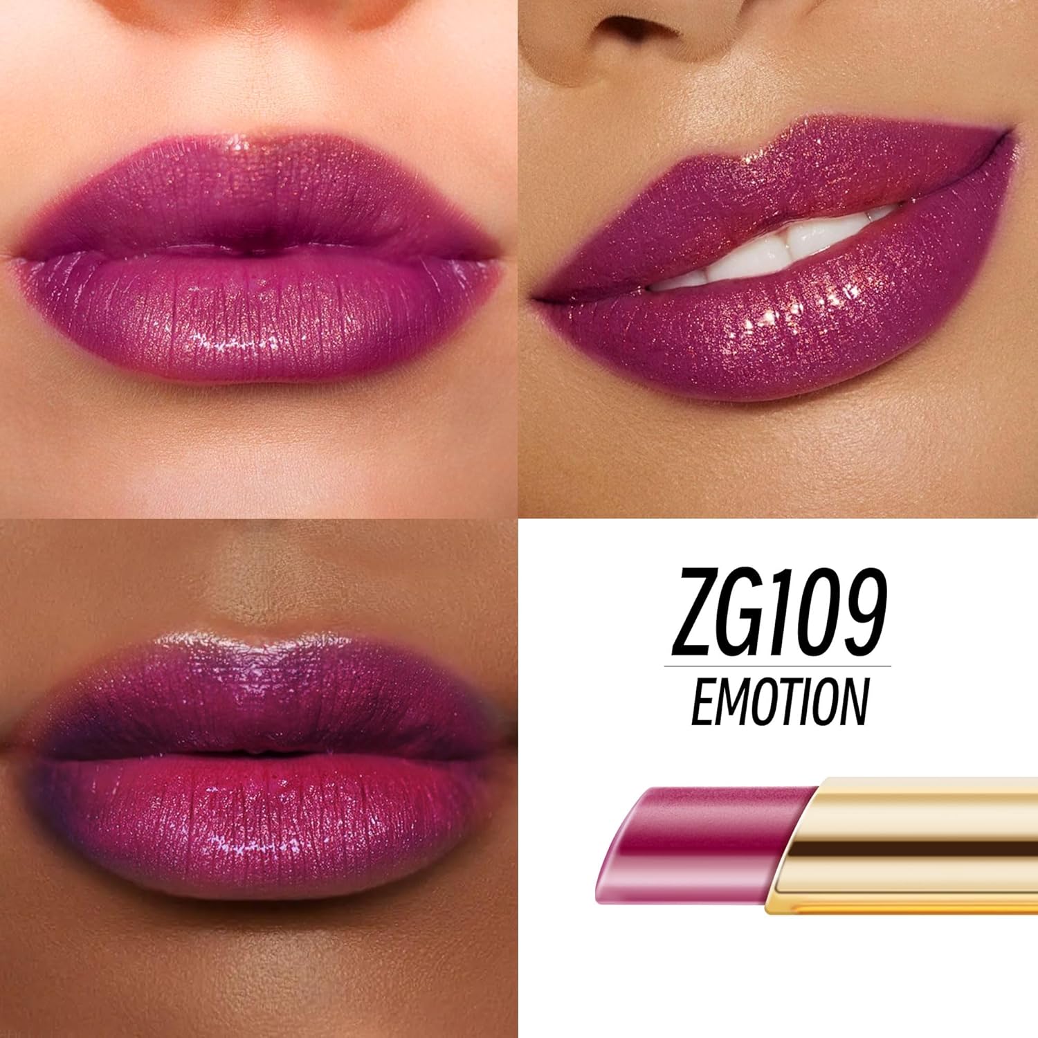 Mulberry Lipstick Moisturizing for Women Shimmer Tinted Lip Balm Hydrating Nourishing Dark Purple Lip Gloss Vegan& Cruelty Free Lip Makeup, ZG109 Emotion-Velvo Beauty