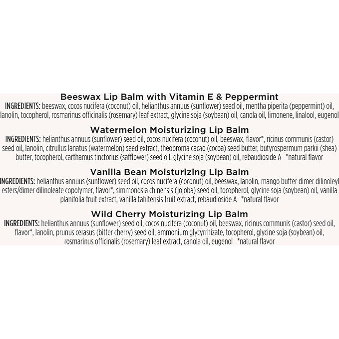 Burt's Bees You're the Balm Lip Balm Pack, With Beeswax, Wild Cherry, Watermelon and Vanilla Bean Flavors, With Responsibly Sourced Beeswax, Tint-Free, Natural Origin Lip Treatment, 4 Tubes, 0.15 oz.-Velvo Beauty