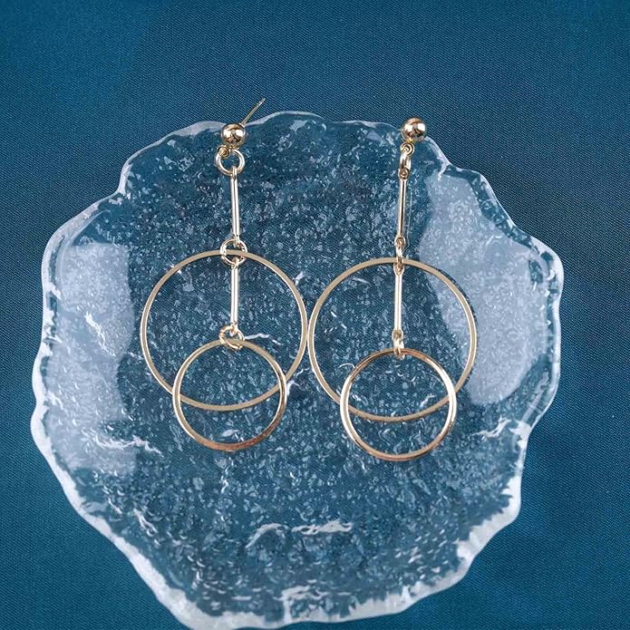 Vintage Hollow Circle Dangle Earrings Exaggerated Circle Drop Earrings Large Circle Hoop Earrings Gold Bar Earrings Jewelry for Women-Velvo Beauty