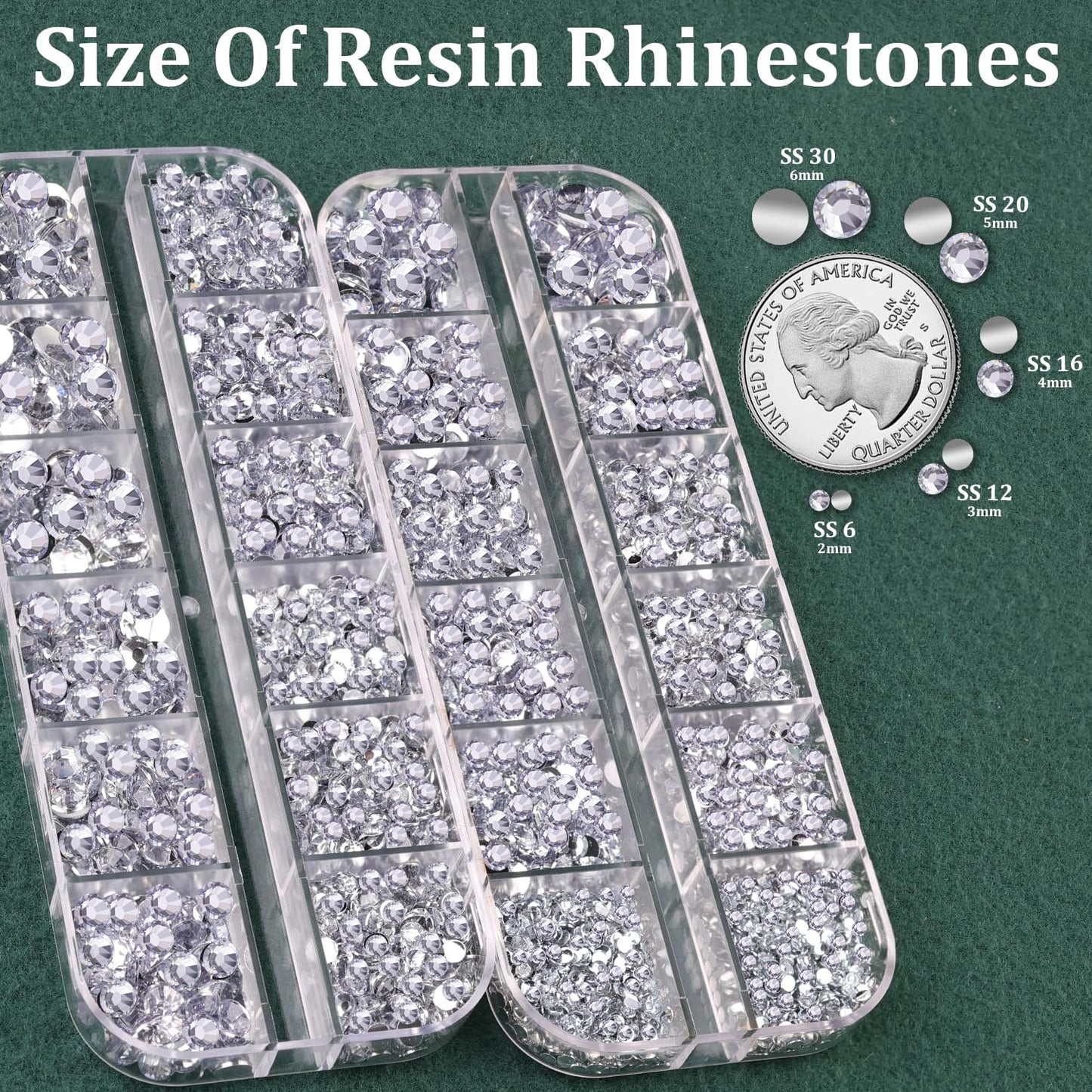 Resin Rhinestones for Crafting with B7000 Jewelry Glue, 2 Boxes Silver Clear Flatback Crystals with 3Pcs 10ml Glue for Bedazzling Crafts DIY Nail Art Makeup，Gems for Clothing Shoes-Velvo Beauty