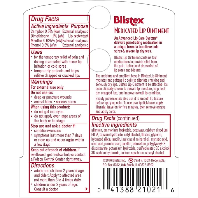 Blistex Medicated Lip Ointment, 0.21 Ounce Tube, Pack of 24 – Relieves Cold Sores & Helps Heal Dry Chapped Lips, Pain Relief from Lip Sores & Blisters, Healing Ointment-Velvo Beauty