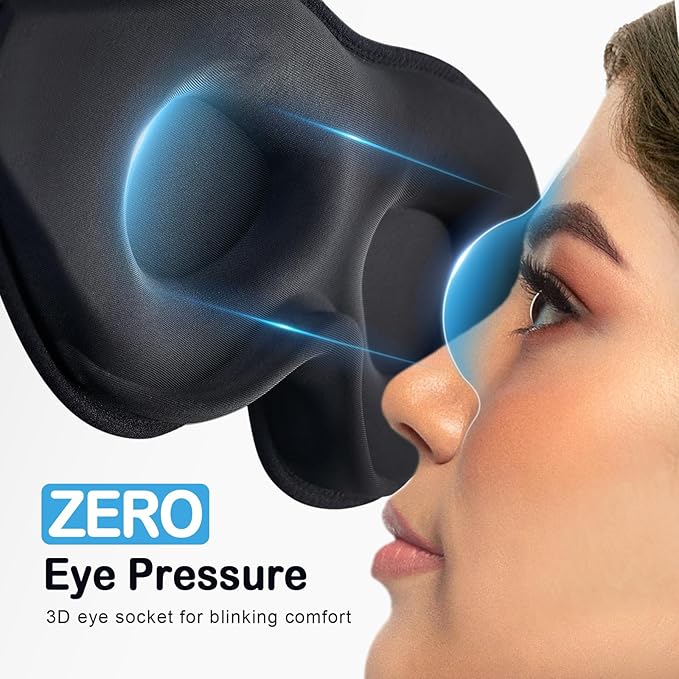 LitBear Breathable Sleep Mask, 3D Eye Mak Sleep for Side Sleepers Women Men, Light Blocking Sleeping Mask with Adjustable Strap, Soft Lightweight Eye Cover for Travel, Night Work, Nap, Office - Pink-Velvo Beauty