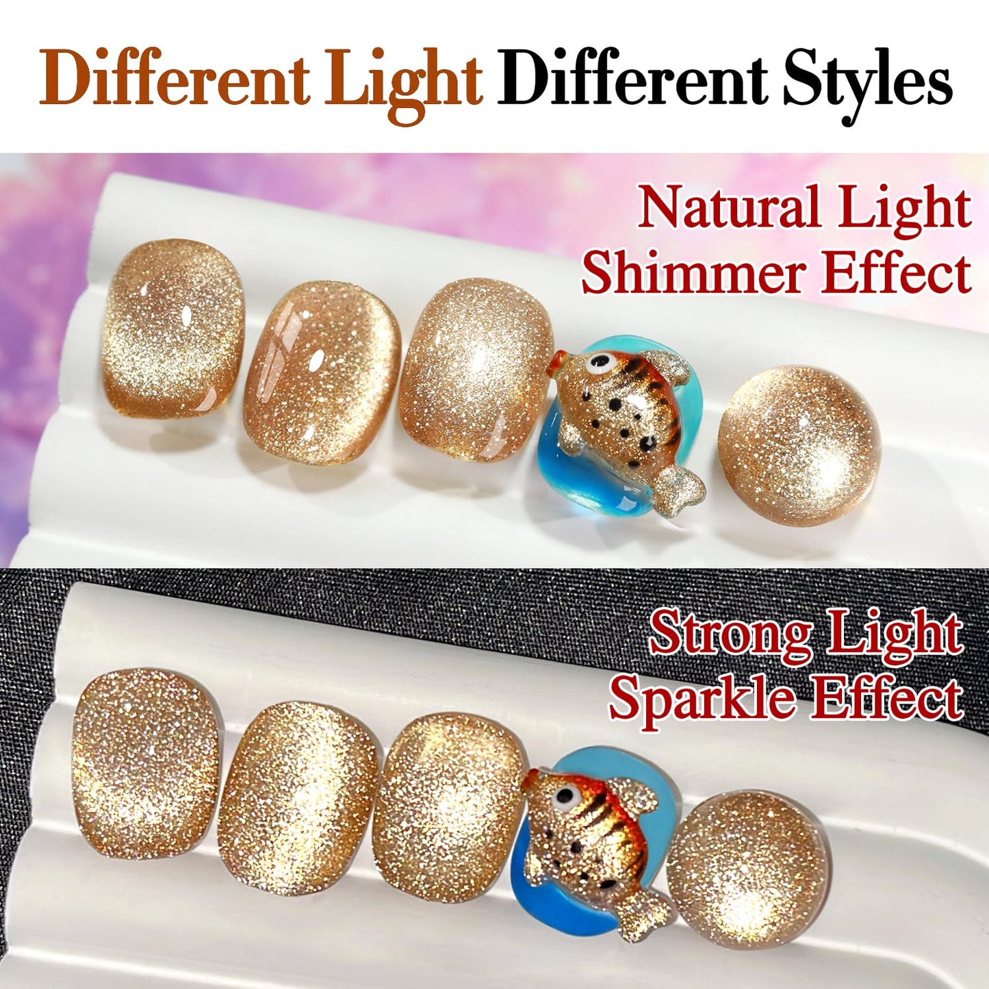 Double Rhythm 15ML Glitter Glass Cat Eye Gel Polish with Magnet Holographic Glitter Shimmer Translucent Sheer Color Salon Soak Off Magnetic Gel Polish at Home (Coffee Brown-MC1063)-Velvo Beauty