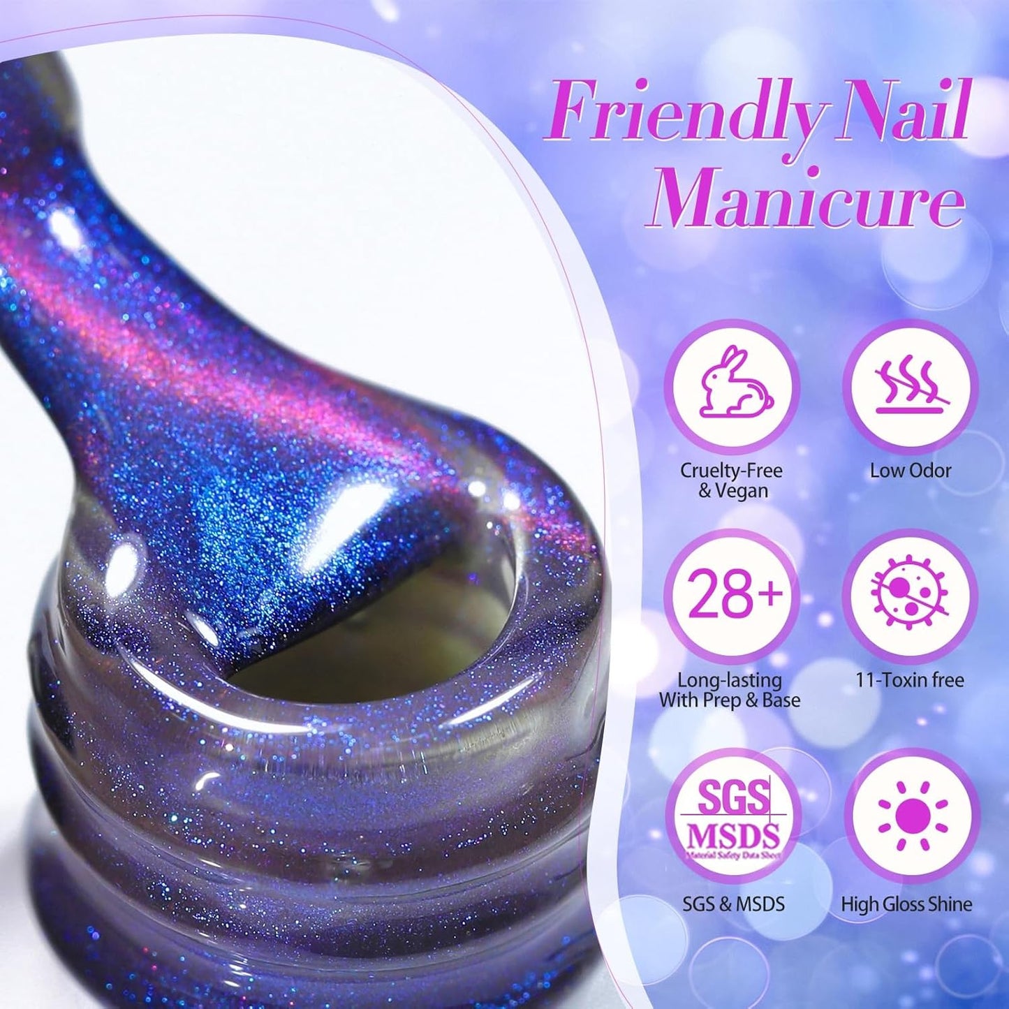 BORN PRETTY Cat Magnetic Eye Gel Nail Polish,Firefly Magnetic Gel Polish Blueberry Cat Magnetic Eye Gel Manicure Nail Art DIY 15ml-Velvo Beauty