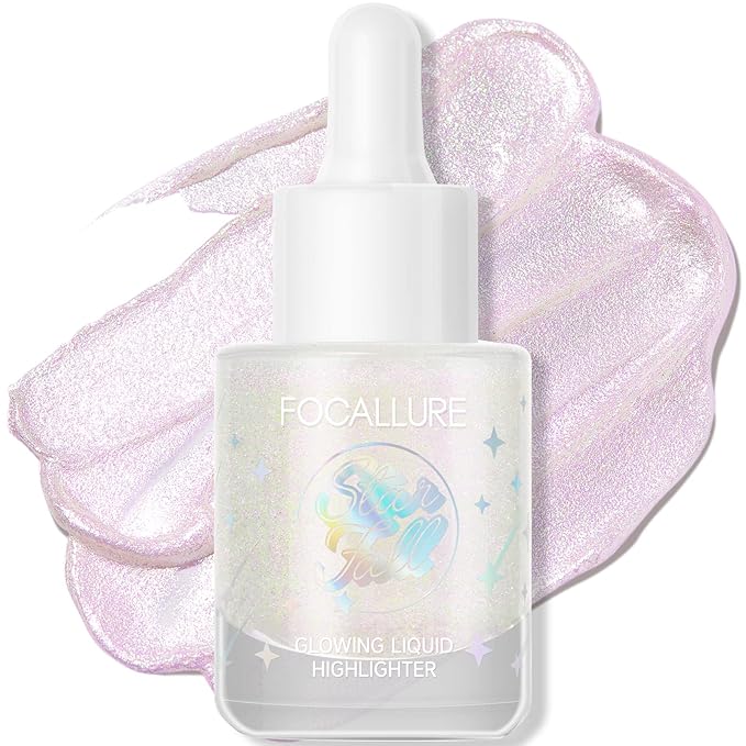FOCALLURE Starfall Glowing Liquid Highlighter, Shimmering Body Oil, Non-Sticky Shimmer Liquid Luminizer, Non-Greasy, Face & Body Glitter Makeup for Costumes, Cosplay, Rave Festival, MADAMA BUTTERFLY-Velvo Beauty